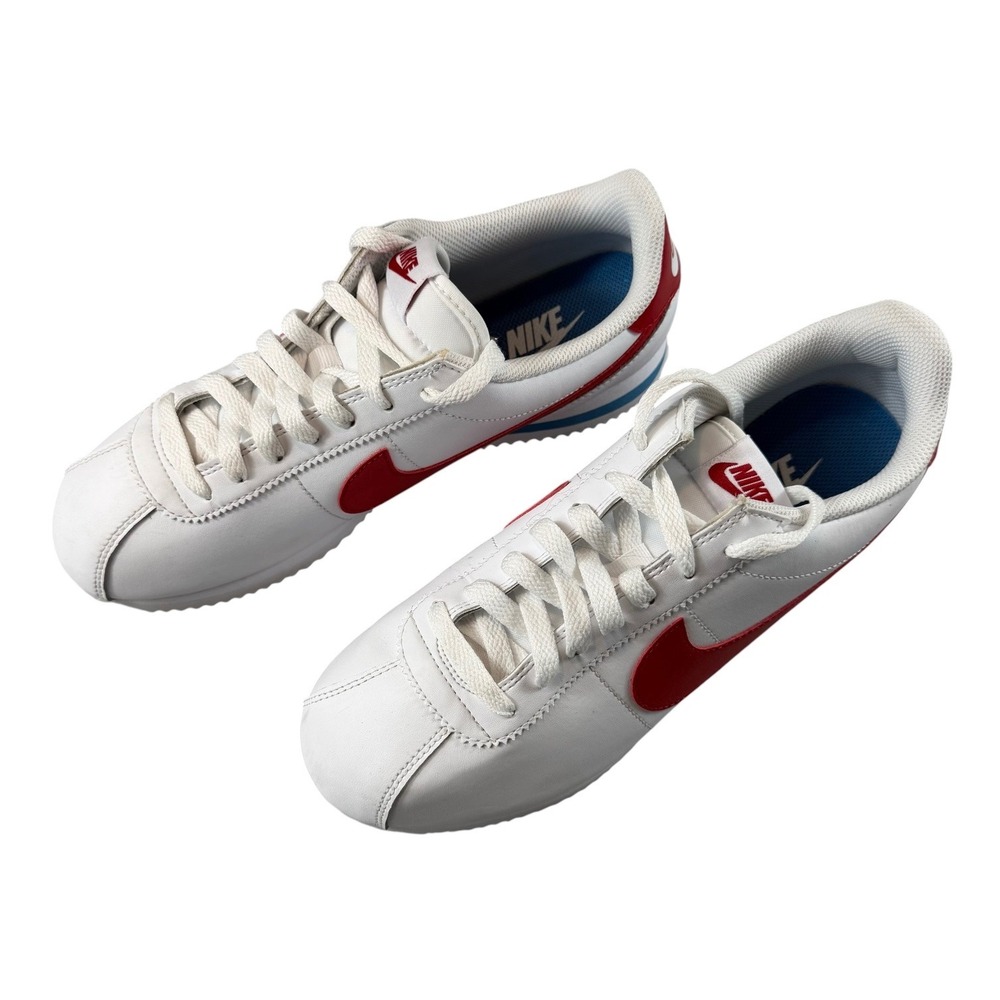 Nike Cortez Mens White Red Blue Leather Sneakers DM4044-108 Size 8
